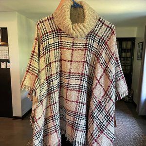 Sm-Med Cowl‎ Neck Womens Plaid Poncho
